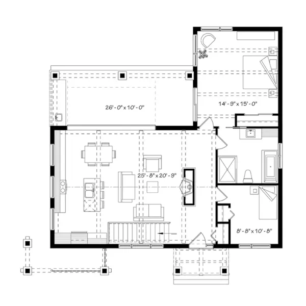 Mountain House Plan First Floor - Kellan Creek Craftsman Home 032D-0887 - Search House Plans and More