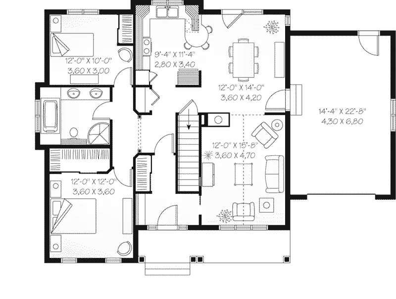 Ranch House Plan First Floor - Glenclover Ranch Home 032D-0911 - Search House Plans and More