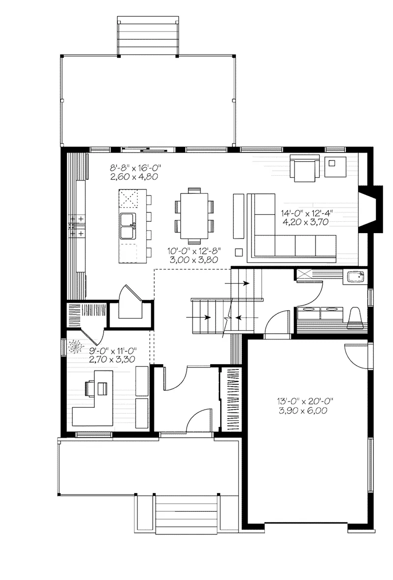 Cabin & Cottage House Plan First Floor - Gaston Modern Home 032D-0918 - Search House Plans and More