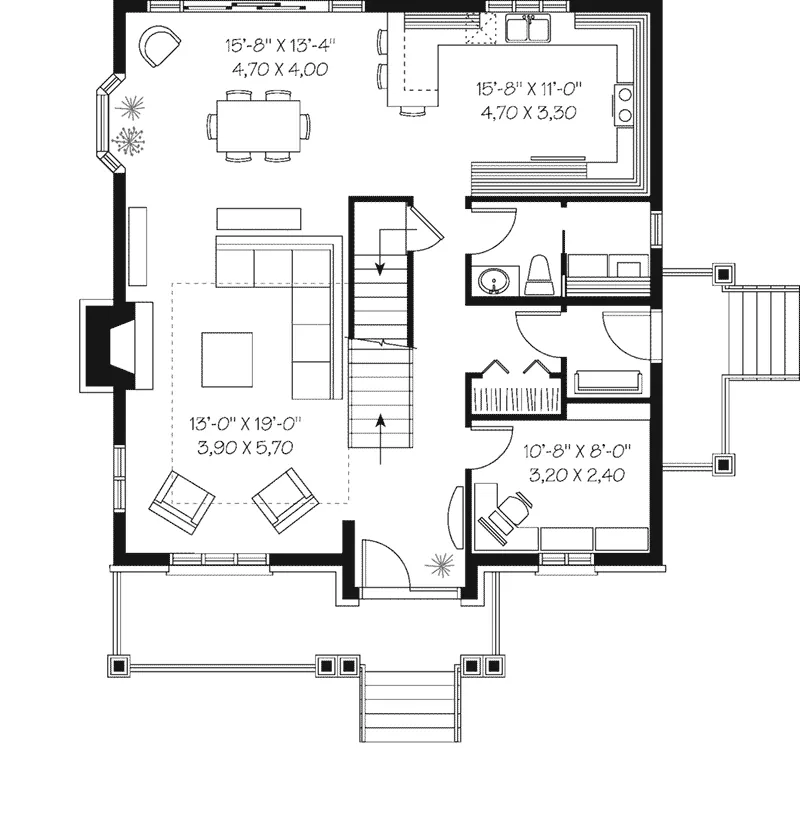 Country House Plan First Floor - Gaubert European Home 032D-0919 - Search House Plans and More