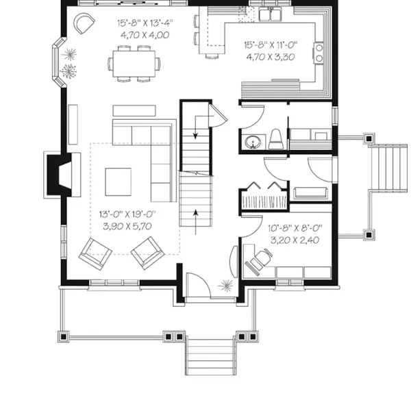 Country House Plan First Floor - Gaubert European Home 032D-0919 - Search House Plans and More