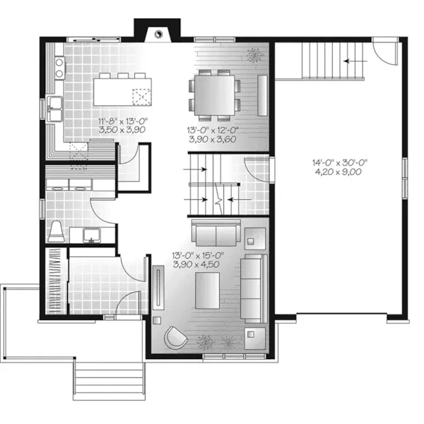 Contemporary House Plan First Floor - Colfax Modern Prairie Home 032D-0927 - Search House Plans and More