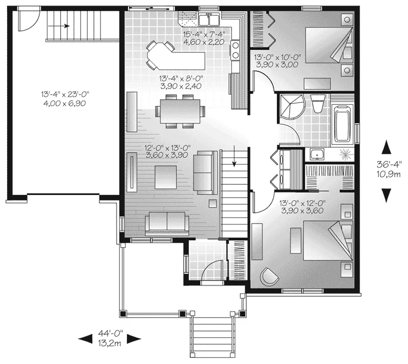 Bungalow House Plan First Floor - Forest Ridge Path Ranch Home 032D-0928 - Search House Plans and More