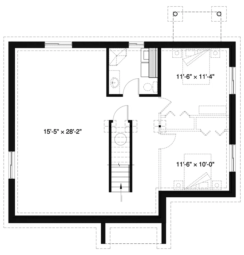 Rustic House Plan Lower Level Floor - Hunters Way Craftsman Home 032D-0932 - Search House Plans and More