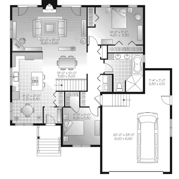 Traditional House Plan First Floor - Hernlake Raised Ranch Home 032D-0933 - Search House Plans and More