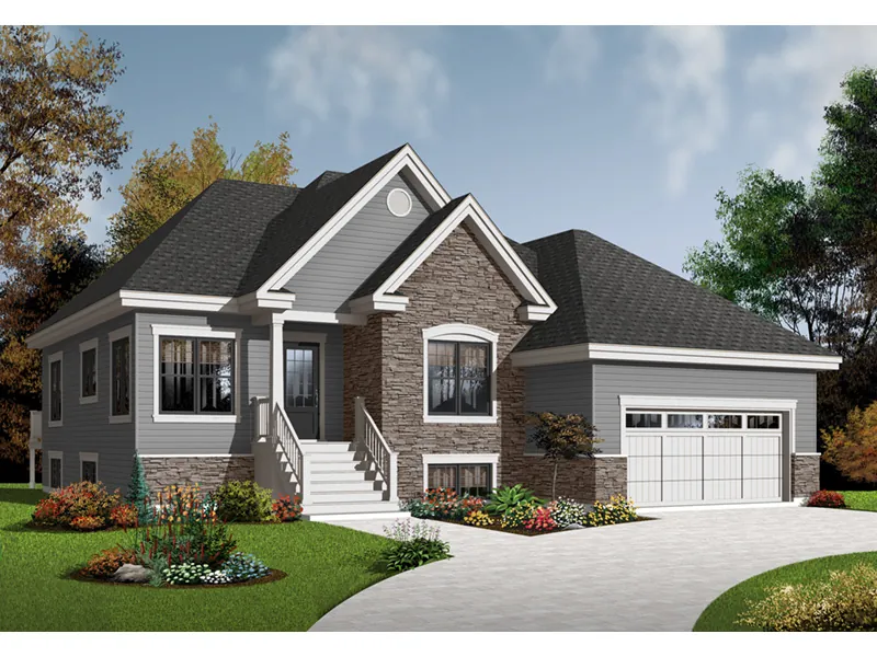 Ranch House Plan Front Image - Hernlake Raised Ranch Home 032D-0933 - Search House Plans and More