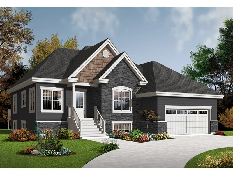 Ranch House Plan Front Photo 03 - Hernlake Raised Ranch Home 032D-0933 - Search House Plans and More