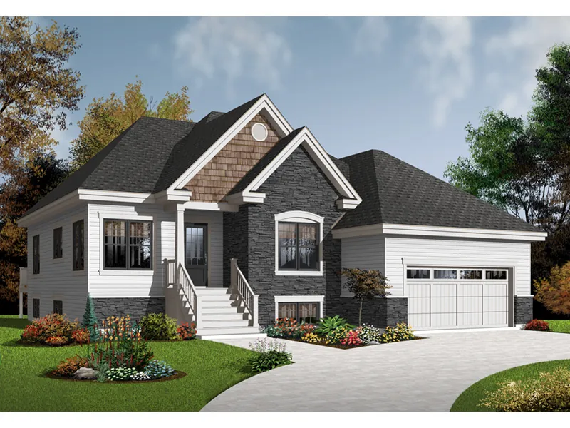 Ranch House Plan Front Photo 04 - Hernlake Raised Ranch Home 032D-0933 - Search House Plans and More