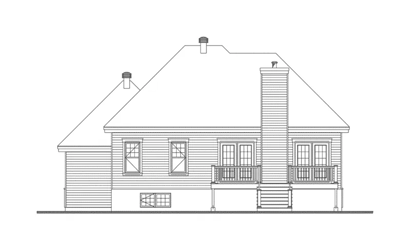 Ranch House Plan Rear Elevation - Hernlake Raised Ranch Home 032D-0933 - Search House Plans and More