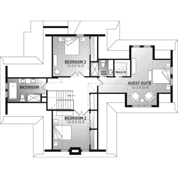 Prairie House Plan Second Floor - Holtshire Craftsman Home 032D-0934 - Search House Plans and More