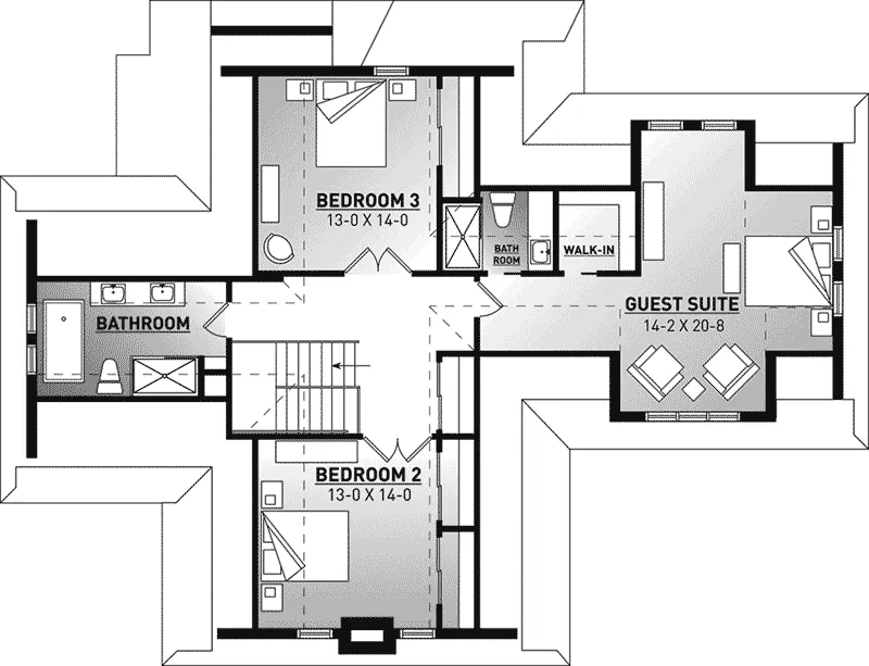 Prairie House Plan Lower Level Floor - Holtshire Craftsman Home 032D-0934 - Search House Plans and More