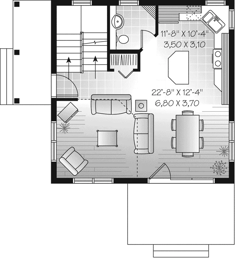 Cabin & Cottage House Plan First Floor - Ingleside Prairie Style Home 032D-0935 - Search House Plans and More