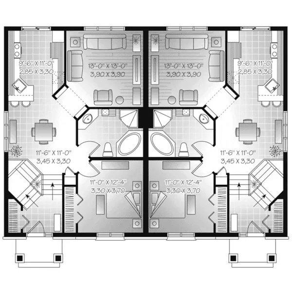 First Floor - Lucinda Lane Multi-Family Home 032D-0942 - Shop House Plans and More