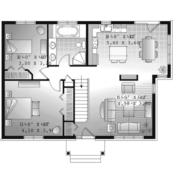 Cabin & Cottage House Plan First Floor - Killarney Bay Small Home 032D-0945 - Search House Plans and More