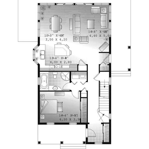 Waterfront House Plan First Floor - Evergreene Two-Story Home 032D-0949 - Search House Plans and More