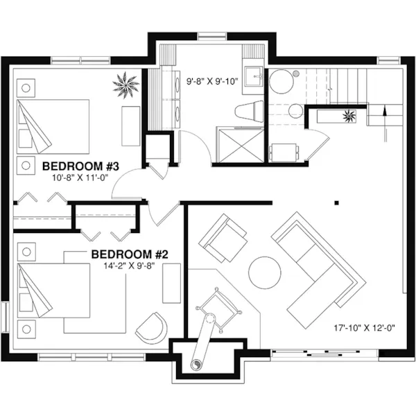 Basement Floor - Sun Stream A-Frame Home 032D-0956 - Shop House Plans and More