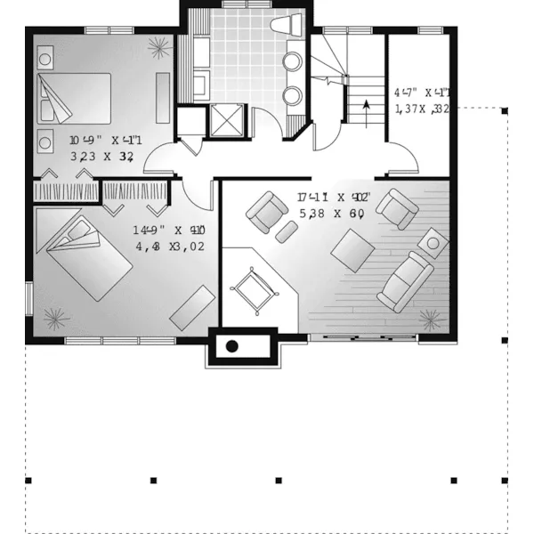 Lower Level Floor - Sun Stream A-Frame Home 032D-0956 - Shop House Plans and More