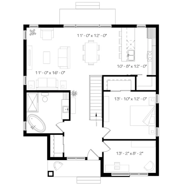 Prairie House Plan First Floor - Camille Hill 032D-0963 - Search House Plans and More