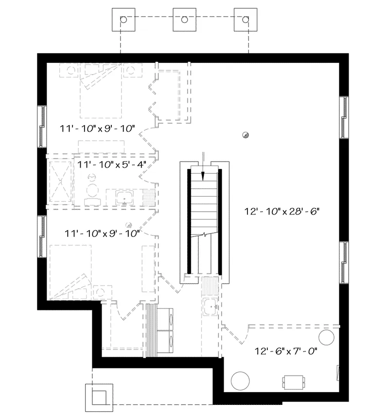 Prairie House Plan Lower Level Floor - Camille Hill 032D-0963 - Search House Plans and More