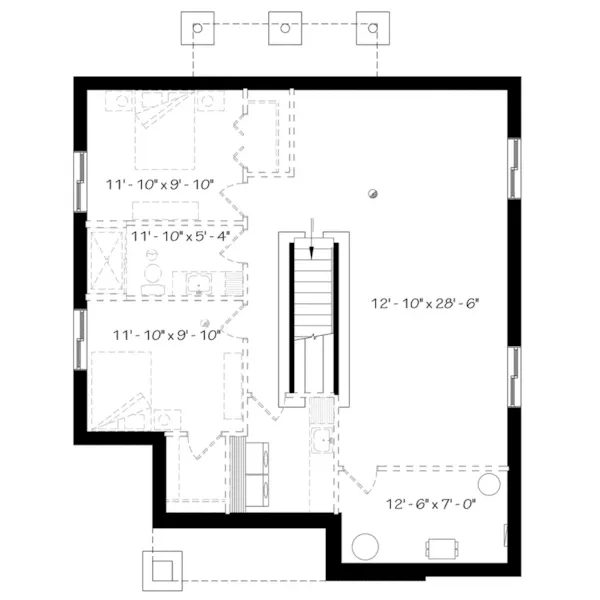 Prairie House Plan Lower Level Floor - Camille Hill 032D-0963 - Search House Plans and More