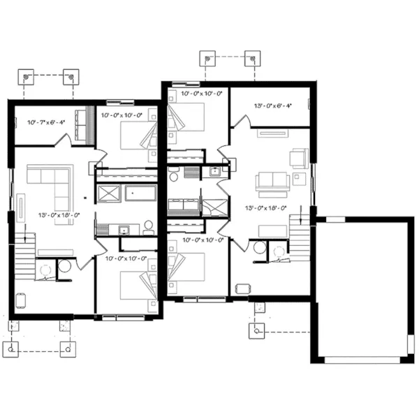 Lower Level Floor - Paris Multi-Family Home 032D-0964 - Shop House Plans and More