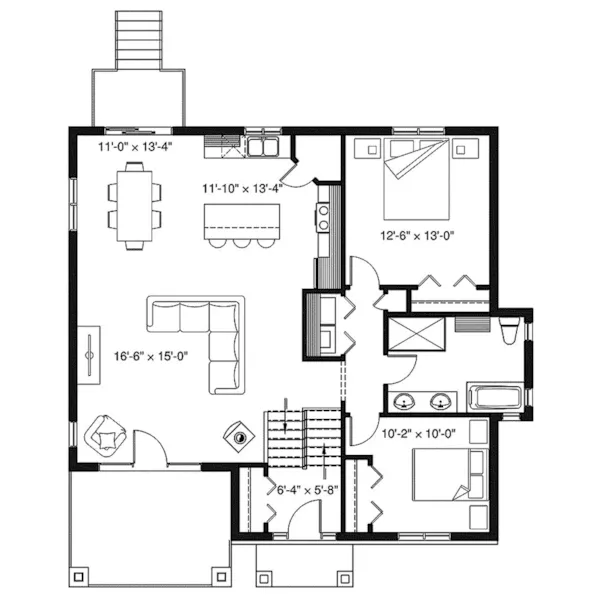 First Floor - Lakewood Bay Cabin Style Home 032D-0966 - Shop House Plans and More