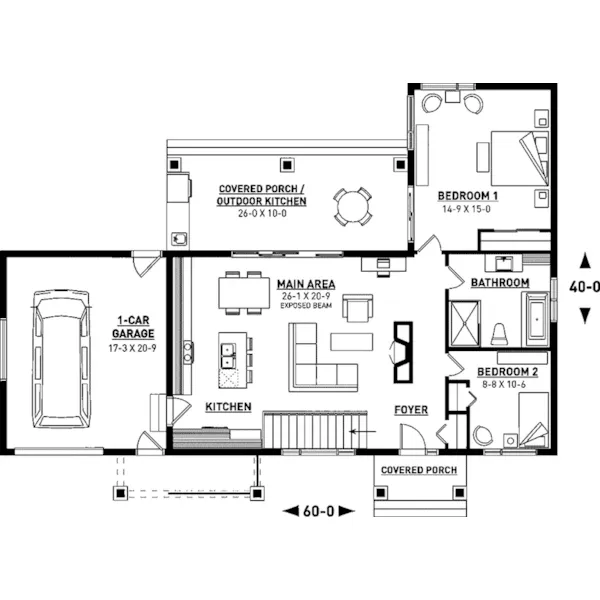 First Floor - Olympe One-Story Home 032D-0971 - Shop House Plans and More