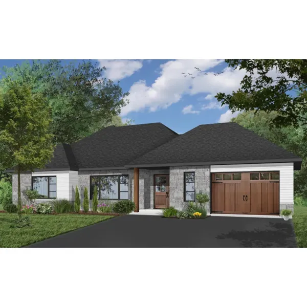 Front Photo 01 - Eve Contemporary Ranch Home 032D-0976 - Search House Plans and More