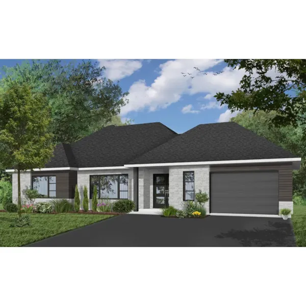 Front Photo 02 - Eve Contemporary Ranch Home 032D-0976 - Search House Plans and More