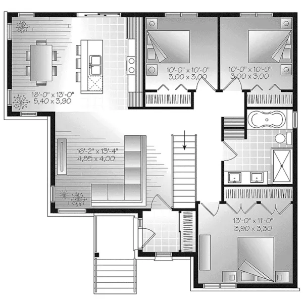 First Floor - Mainville Road Small Home 032D-0983 - Shop House Plans and More