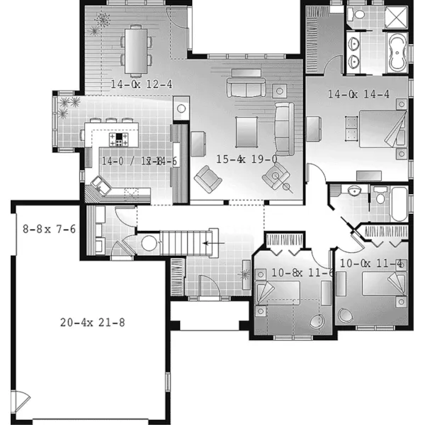 First Floor - Palmgrove Stucco Sunbelt Home 032D-0986 - Shop House Plans and More