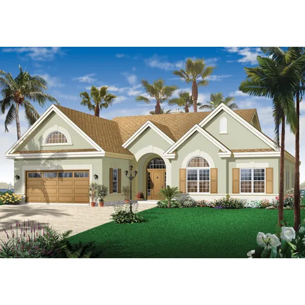 Front of Home - Palmgrove Stucco Sunbelt Home 032D-0986 - Shop House Plans and More