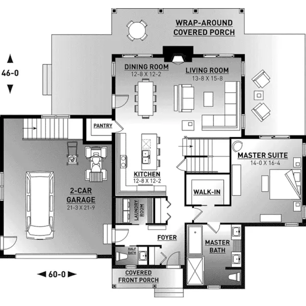 First Floor - Louisia Two-Story Home 032D-0994 - Shop House Plans and More