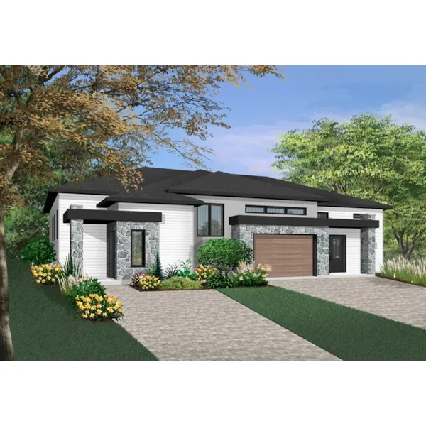 Front of Home - Sanford Point Modern Duplex 032D-1002 - Shop House Plans and More