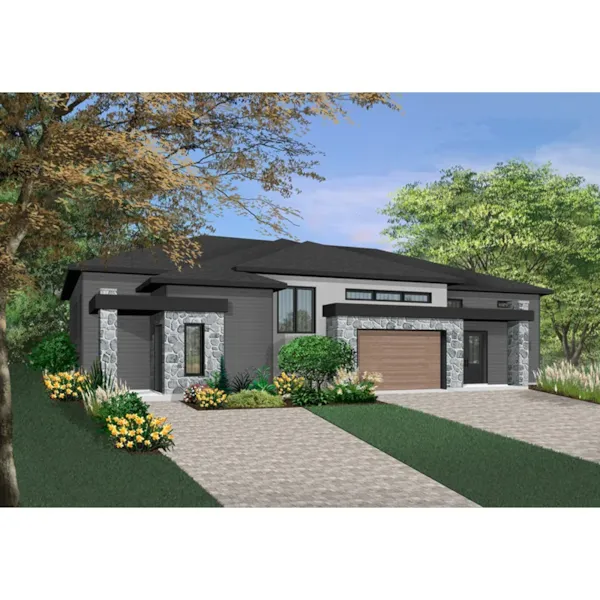 Front Photo 01 - Sanford Point Modern Duplex 032D-1002 - Shop House Plans and More