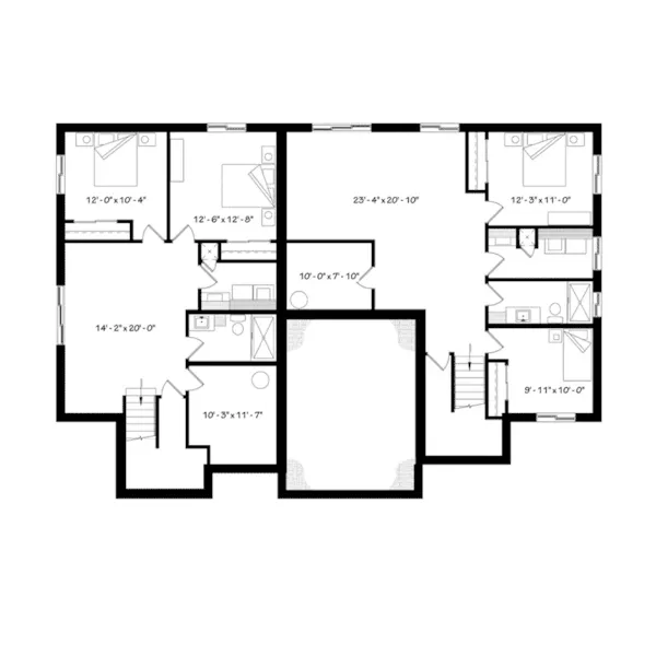 Lower Level Floor - Sanford Point Modern Duplex 032D-1002 - Shop House Plans and More