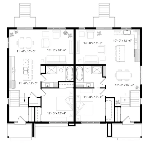 First Floor - Lucinda Bay Multi-Family Home 032D-1009 - Shop House Plans and More