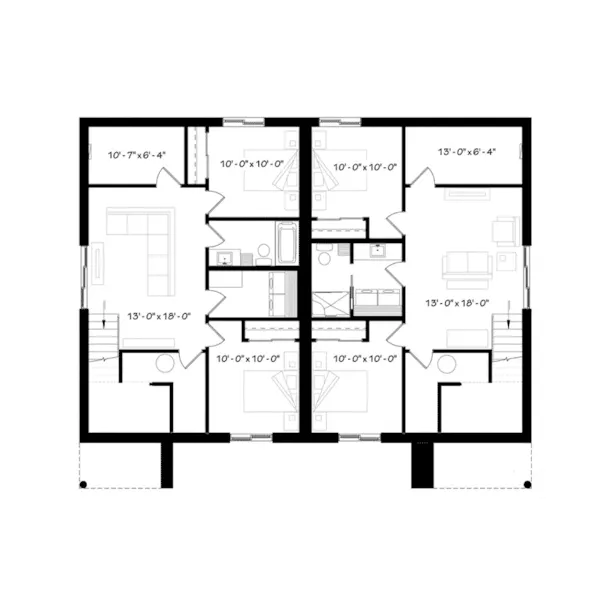 Lower Level Floor - Lucinda Bay Multi-Family Home 032D-1009 - Shop House Plans and More