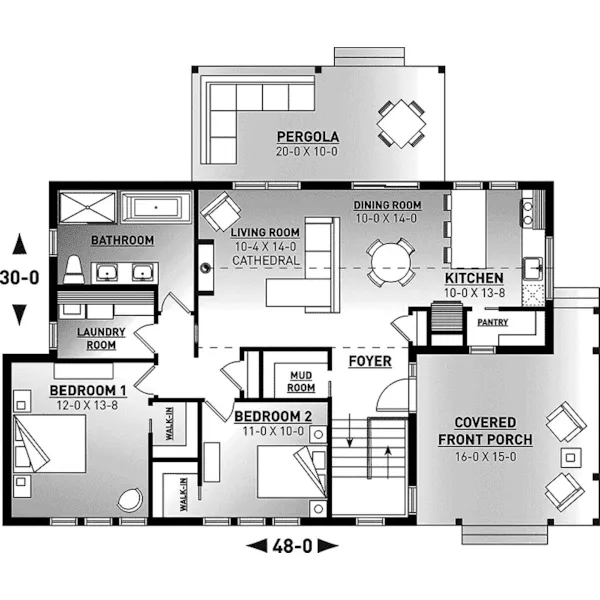 First Floor - Bergen Hill Modern Home 032D-1018 - Search House Plans and More