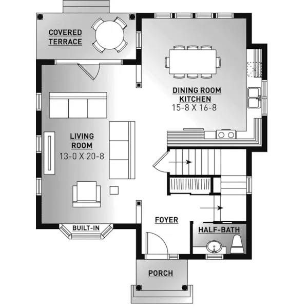 European House Plan First Floor - 032D-1020 - Shop House Plans and More