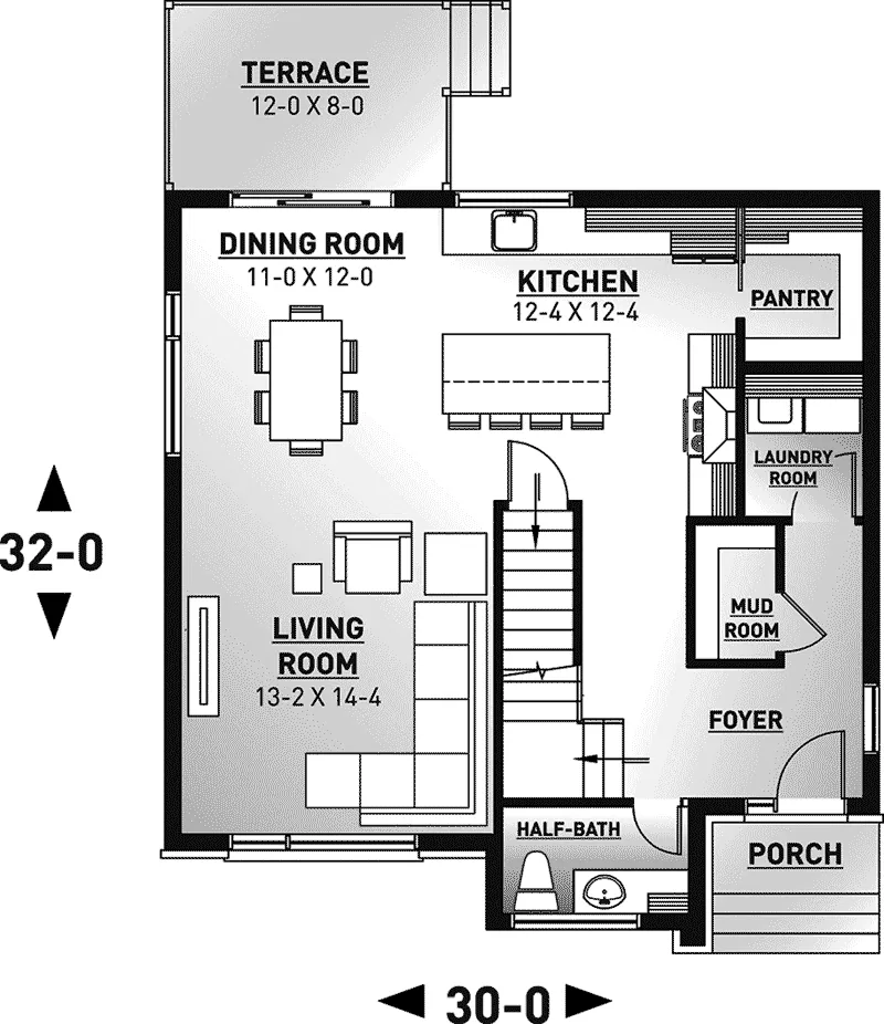 Contemporary House Plan First Floor - Armand Modern Two-Story Home 032D-1021 - Search House Plans and More