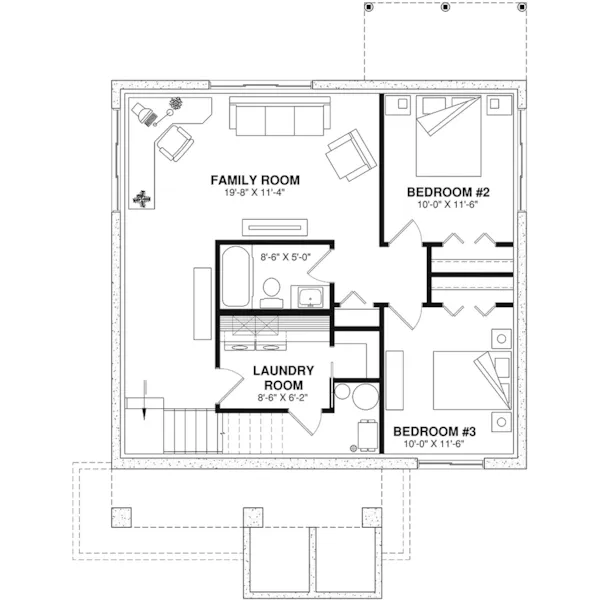 Bungalow House Plan Basement Floor - Copley Modern Farmhouse 032D-1022 - Shop House Plans and More