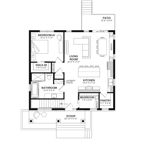 Bungalow House Plan First Floor - Copley Modern Farmhouse 032D-1022 - Shop House Plans and More