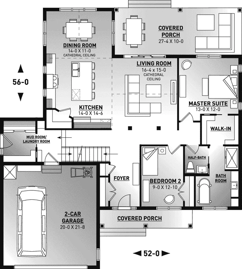 Lake House Plan First Floor - 032D-1023 - Shop House Plans and More