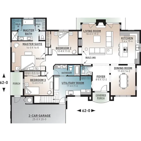 Sunbelt House Plan Front Photo 01 - Carlo Island Ranch Home 032D-1026 - Shop House Plans and More