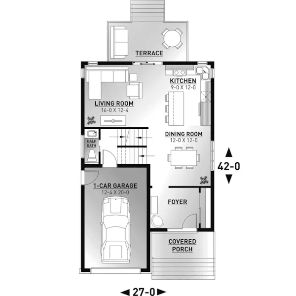 Prairie House Plan First Floor - Hera Modern Home 032D-1030 - Shop House Plans and More