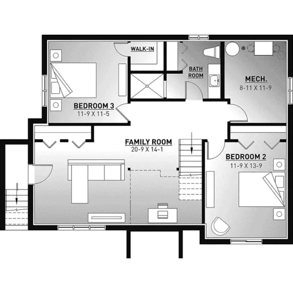 Mountain House Plan Lower Level Floor - Patton Peak Craftsman Home 032D-1033 - Shop House Plans and More