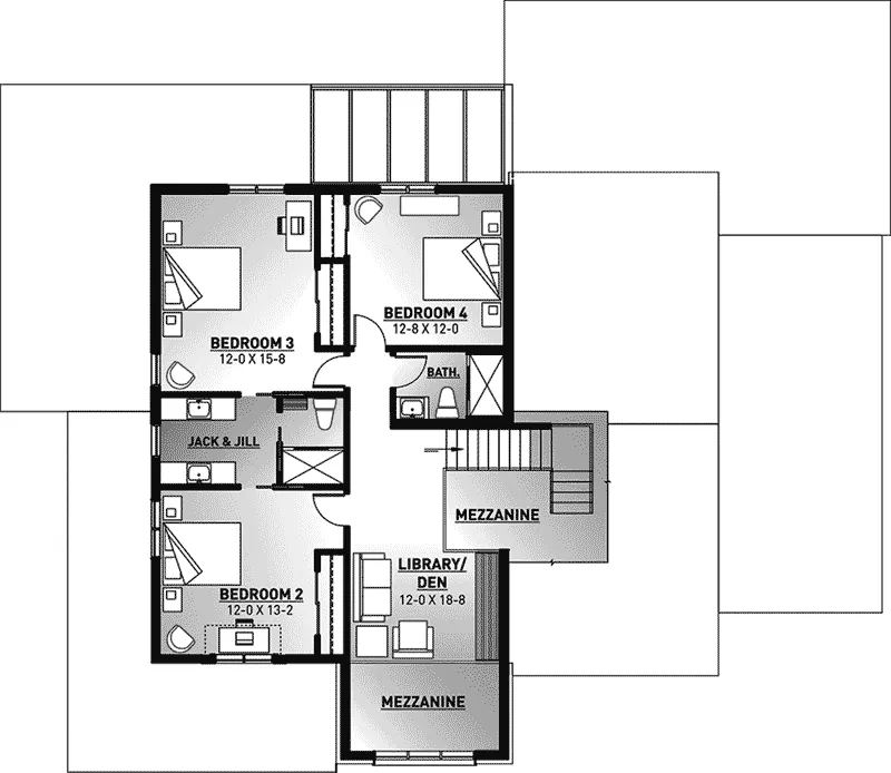 Prairie House Plan Second Floor - 032D-1034 - Shop House Plans and More