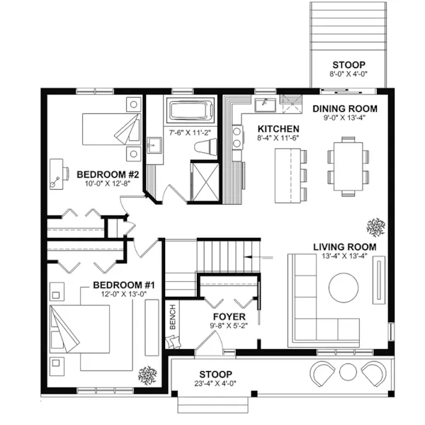 Traditional House Plan First Floor - Clarendon Lane Ranch Home 032D-1039 - Search House Plans and More