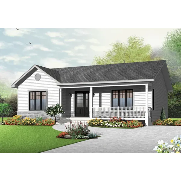 Traditional House Plan Front of Home - Clarendon Lane Ranch Home 032D-1039 - Search House Plans and More